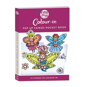 The "Pop Up Fairies Card Book" by eggnogg offers a delightful coloring experience. Perfect for children's parties, the cover displays three whimsical fairies with wings, ready to color. Inside are 24 enchanting fairies to spark creativity.