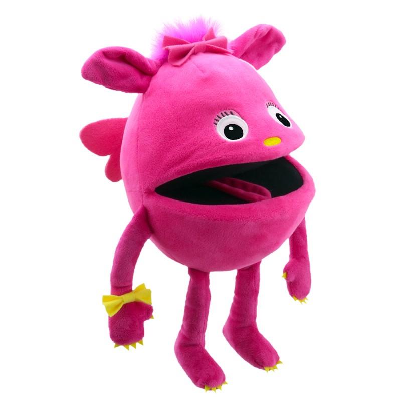 Cute, pink monster hand puppet
