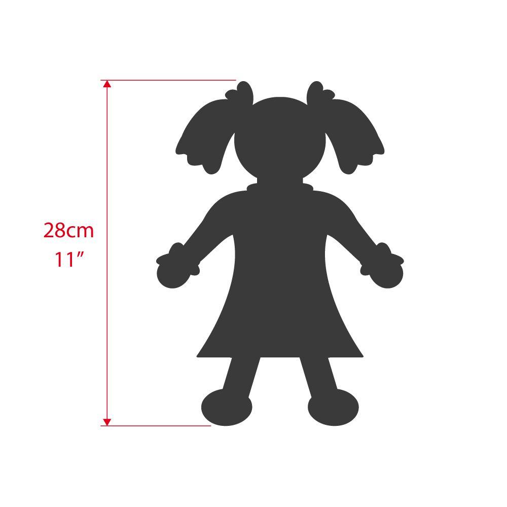 A silhouette of the Daisy rag-doll showing her to be 28cm in height.