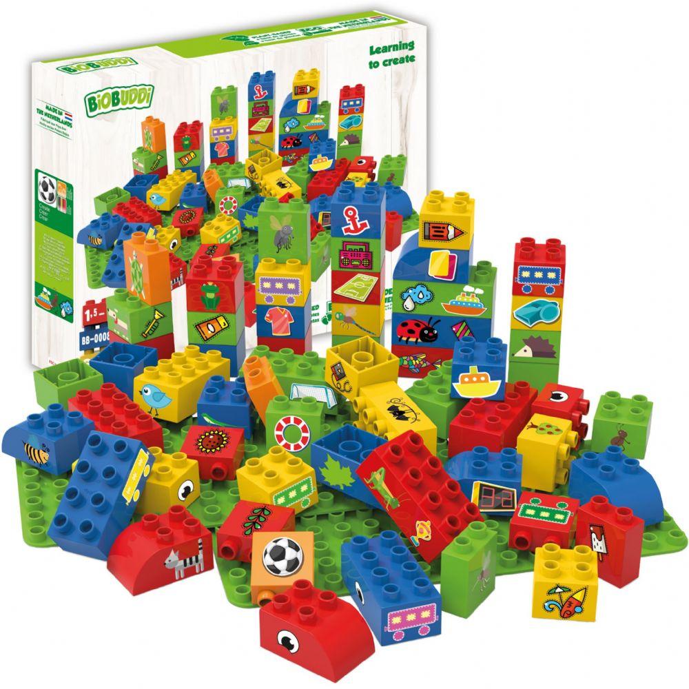 60 eco-friendly chunky building blocks in primary colours