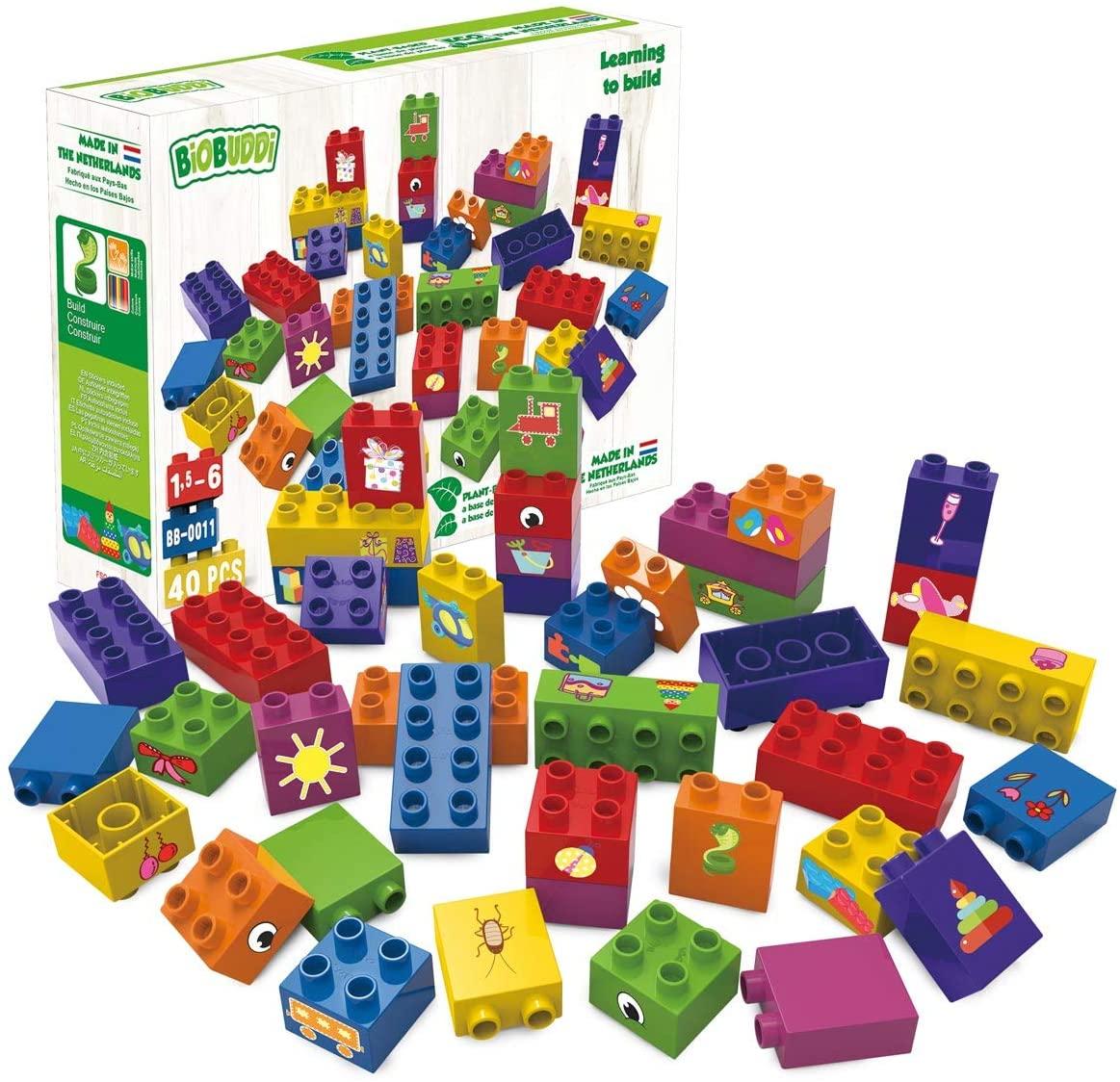 40 Eco-friendly, colourful educational building blocks for young children.