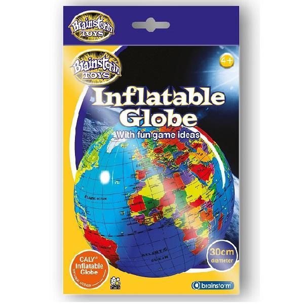 Packaging for inflatable, political globe for children.