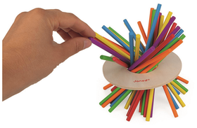 Hand picking colourful sticks.