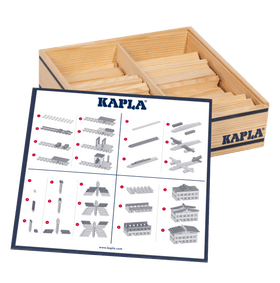 Open box showing kapla wooden planks.