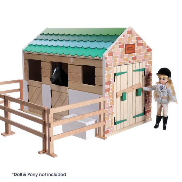 Lottie Doll Stable Block with small fenced area and stable doors