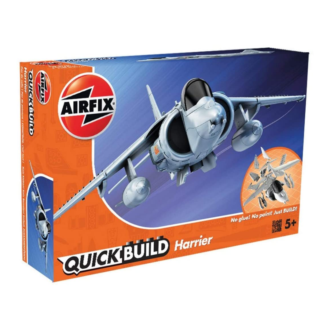 Box containing Harrier Airfix model jet.