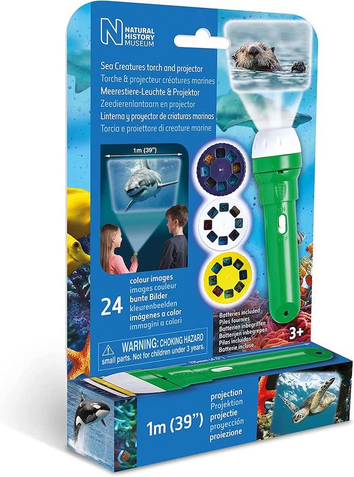 Packaging containing sea creature torch-projector.