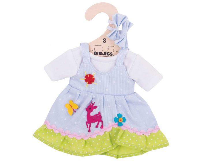 Blue dress with deer and butterfly motif for ragdoll.