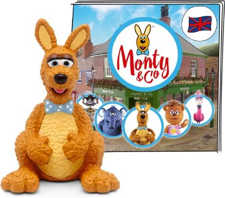 Brown curly kangaroo character 'Monty' wering a light blue bow-tie.