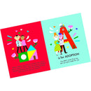 Illustration features a couple with a child and text on parental choice and co-parenting, alongside a big "A" with two adults and a child for adoption, all embellished with hearts and flowers to celebrate diverse families. Product: An ABC of Families by Bloomsbury.