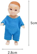 Introducing Baby Sacha from Djeco, an adorable small toy doll perfect for any Dolls' House setup. Standing at 5 cm tall and 2.8 cm wide, Baby Sacha features short brown hair and is dressed in a charming blue knitted outfit, adding warmth and delight to every detail of your dolls' house or wooden cradle arrangement.