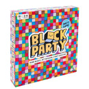 The image displays a colorful box of the "Block Party" game by Big Potato, showcasing a vibrant grid with a variety of colored squares. Designed for ages 8 and up, this guessing board game accommodates 2-6 players, offering exciting Block Party challenges.