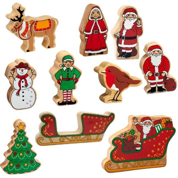 The Wooden Christmas Toy Figures by Lanka Kade are crafted from natural wood and feature delightful characters such as Santa, a reindeer, and others. This collection also includes a beautifully decorated Christmas tree and sleighs. These charming fair trade toys infuse festive cheer into your holiday tradition.