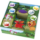 Discover the magical "Crown The Unicorn" search and find board game from Cheatwell. The set includes cards and tiles with unicorn, dragon, and lion illustrations, plus circular tokens with crowns, all in forest-themed packaging.