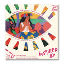 The Djeco "Inspired by Paul Gauguin" Water Colour Painting art kit features a vibrant box design with a woman playing the flute in an abstract tropical scene. Includes "Vanessa Hié inspired by Paul Gauguin" text and watercolor paper cards, suitable for ages 7 to 99. Perfect for creative painting activities.