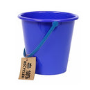 The Crazy Coast Eco 100% Recycled Bucket, 6", features a vibrant blue color and matching handle with a brown tag reading "100% Recycled." Made from recycled materials, it's eco-friendly and ideal for ages 3+ to enjoy sustainable play. The bucket stands upright against a white background.