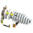 The Eugy Cottonball Cat by EUGY is a colorful, eco-friendly cardboard model featuring curved, upright white panels with numbers and arrows, creating a maze-like path for a small ball to navigate.