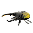 Illustration of the EUGY Hercules Beetle, designed by EUGY with an eco-friendly focus. This stylized figure features a yellow and black body, elongated curved horns, and detailed textures, giving it a futuristic or abstract appearance.