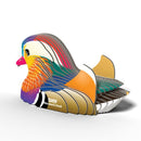 The EUGY Mandarin Duck by EUGY is a vibrant 3D puzzle model crafted from eco-friendly materials, featuring colorful layers in orange, red, blue, and yellow. These layered pieces assemble to create the duck's body, wings, and head, highlighting its intricate and artistic design—truly a collectible miniature.
