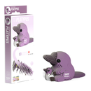 The EUGY Platypus is a 3D puzzle toy featuring a purple platypus, meticulously crafted from eco-friendly materials. This puzzle allows you to piece together 38 components to form a standing figure. The packaging on the left showcases the same platypus and emphasizes its 38-piece construction.