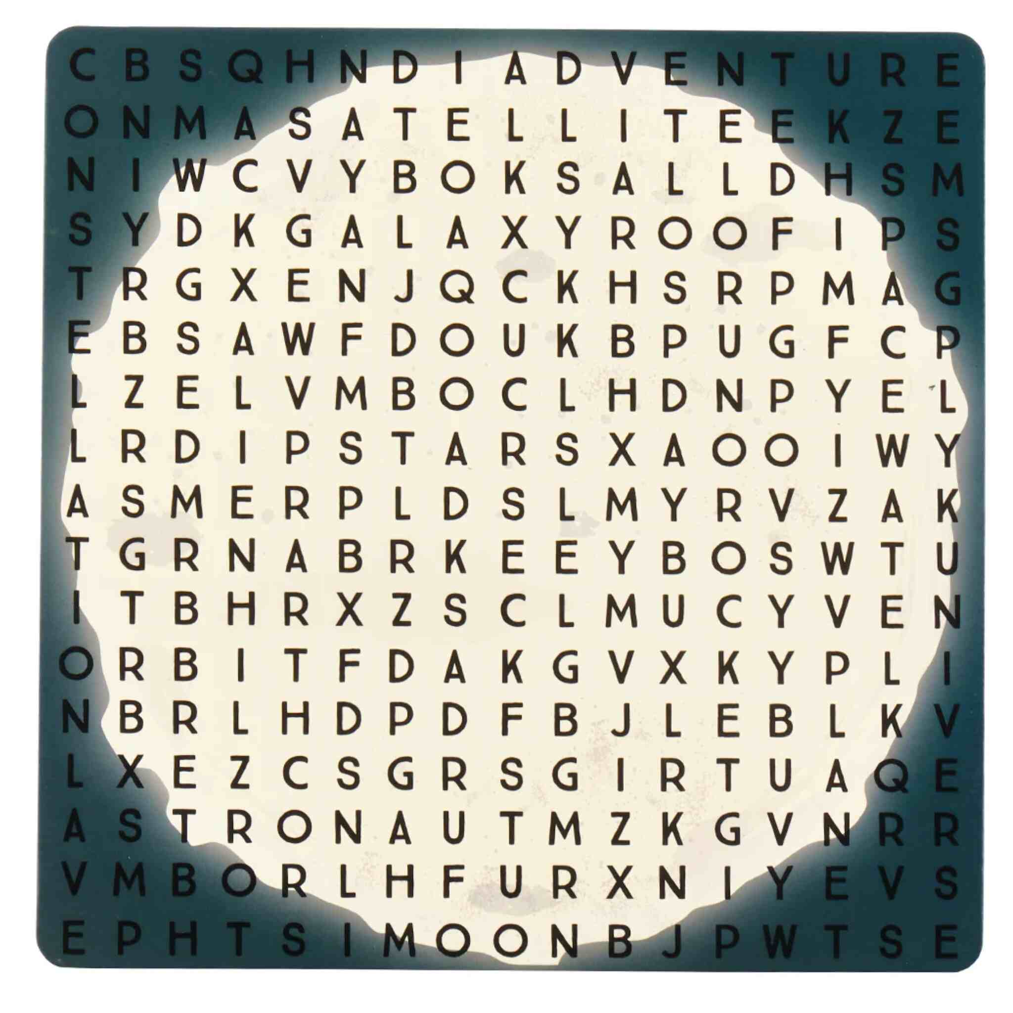 Discover the Space Magnetic Fun & Games by Floss & Rock, a space-themed word search puzzle where a glowing circle in the center reveals hidden words, while others discreetly blend into the background. As part of this engaging collection, it provides an exciting cosmic adventure ideal for enthusiasts of portable games.