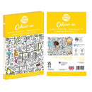 The "Giant Poster / Tablecloth – Construction City" by eggnogg is a fun coloring activity with black and white city-themed illustrations. The packaging displays the eggnogg logo on the front, while the back describes this engaging giant poster tablecloth.