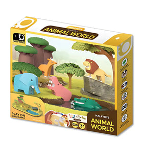 The Halftoys World Set - Ocean by Halftoys features colorful cartoon ocean animal figures as magnetic 3D puzzles, offering playful assembly options for children ages 3 and up.