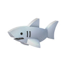 The Halftoys Diorama - White Shark by Halftoys features a simple, cartoon-style gray shark with sharp teeth and black oval eyes, ideal for educational shark toys or sea animal playsets. Displayed on a white background.