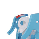 A close-up of Halftoys Diorama - Elephant by Halftoys shows blue and white educational elephant toys with magnetic heads, emphasizing their interactive STEM design for engaging animal play.