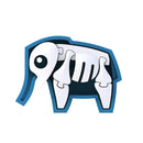 Halftoys Diorama - Elephant by Halftoys features a cartoon-style elephant with a blue-outlined, simplified white skeleton inside on a plain white background—great inspiration for educational elephant or STEM toys.