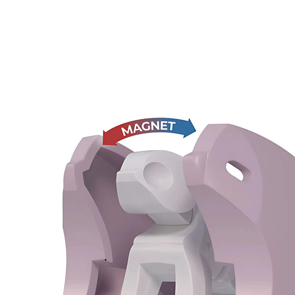 A diagram of Halftoys Diorama - Sloth by Halftoys shows a white plastic sloth inside a purple shell, with a red and blue "MAGNET" arrow illustrating magnetic attachment—ideal for creative or STEM playsets.