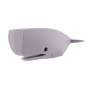 The Halftoys Picture Book - Sperm Whale by Halftoys features a 3D-rendered, light gray whale with a smooth, simple design—large head, small eye, open mouth showing teeth, and tail fin—perfect for educational sea animal toys.