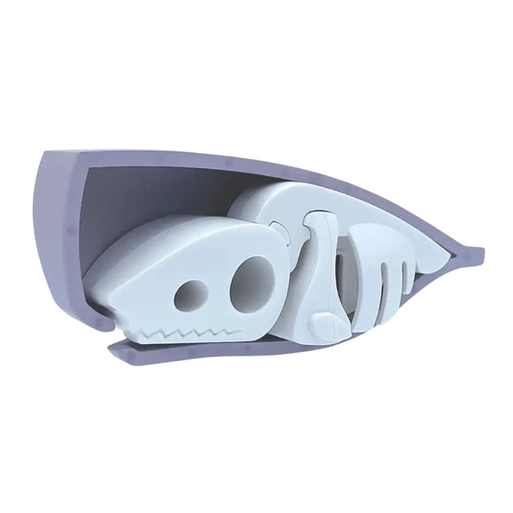 The Halftoys Picture Book - Sperm Whale by Halftoys features a stylized toy with a purple exterior and visible white skeleton—ideal for educational sea animal toys or interactive storytime gifts.