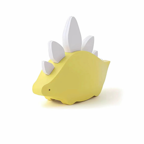 The Halftoys Diorama - Stego by Halftoys is a yellow, stegosaurus-shaped educational toy with white triangular back spikes, displayed against a plain white background.