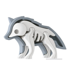 The Halftoys Diorama - Wolf by Halftoys is a layered 3D wolf model with cut-out sections showing ribs and bones in white and gray—ideal for STEM toys or educational wolf toy collections.