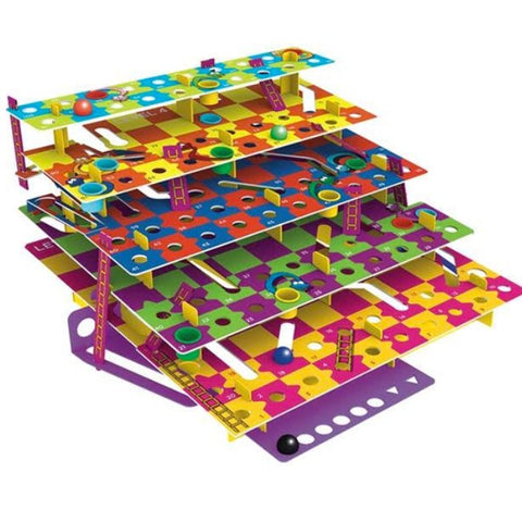 Colourful, checkered, split-level snakes and ladders board!
