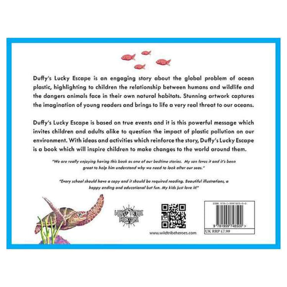 The image showcases the back cover of "Nelson's Dangerous Dive" by Ellie Jackson, highlighting a blurb about ocean plastic's impact on wildlife. Charming illustrations of sea creatures suggest an underwater adventure. A barcode and website URL provide further information.