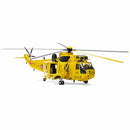 Yellow Airfix scale model of a Sea King helicopter.