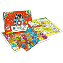 The Tom Gates Monster Games Compendium by University Games is a vibrant board game set for family fun, featuring themed games like "Monster Games" and "Top Challenges," complete with diverse pieces, cards, and illustrated boards for endless entertainment.