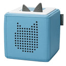Close up view of blue toniebox audio player.