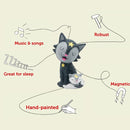 Product Description: The charming Tonie - Favourite Children's Songs - Bedtime Songs & Lullabies from Tonies features a beautifully hand-painted black cat with closed eyes, accompanied by a small sleeping kitten. Surrounding text emphasizes its standout features: soothing bedtime songs, durability, suitability for sleep routines, and magnetic capabilities. Elegant musical notes and stars decorate the figure to enhance its magical nighttime ambiance.