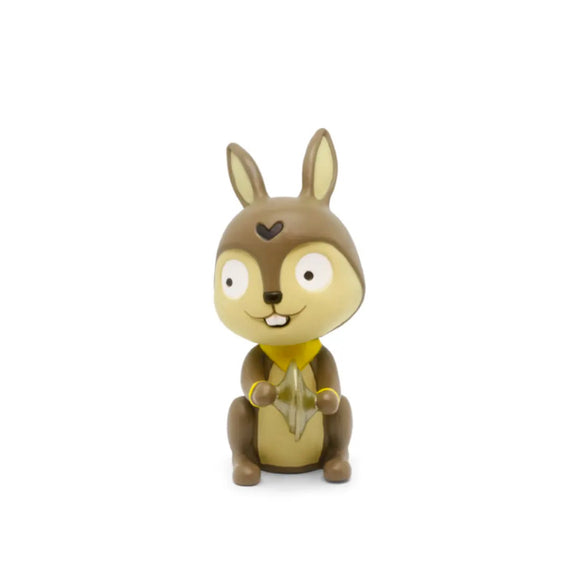 Standing upright, a cute and stylized cartoon bunny figure with large eyes and a friendly expression is ready to hop into your Toniebox playlist. With its brown and cream fur, this charming bunny holds a small object against a plain white background, reminiscent of beloved nursery rhymes. Enjoy this delightful companion with the "Tonie - Favourite Children’s Songs – Sing-a-long Songs" from Tonies.