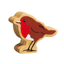 A delightful toy figure from Lanka Kade's Wooden Christmas Toy Figures collection, featuring a red-breasted bird with a brown body, crafted from natural wood.