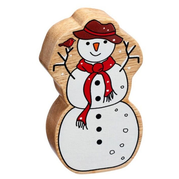 Crafted by Lanka Kade, the Wooden Christmas Toy Figures include a delightful snowman-shaped ornament made from natural wood. This charming piece features a painted design with a red scarf and hat, along with a small red bird perched on its stick arm. It’s an ideal choice for those who value wooden toy figures and fair trade toys.