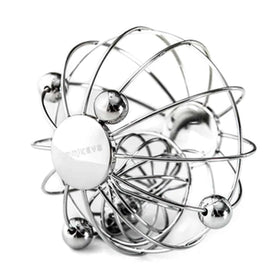 Metallic baby rattle with 'Yummikeys' branding . White background