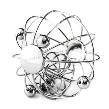 Metallic baby rattle with 'Yummikeys' branding . White background