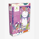 Cat-themed product packaging with colorful design and brand logo on a white background