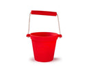 Red silicone children's play bucket.
