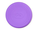 A purple silicone frisbee called "Foldable Flyers" from The Toy Shop features a puzzle piece logo and the words "Bigjigs Toys" embossed in the center, designed as an eco-friendly toy for endless fun.