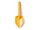 The Toy Shop's yellow Eco Spade, made from wheat fiber with a pointed blade and ribbed handle, is displayed on a white background from a top-down perspective.